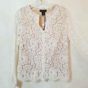 Rachel zoe blouse long sleeve Floral lace top S